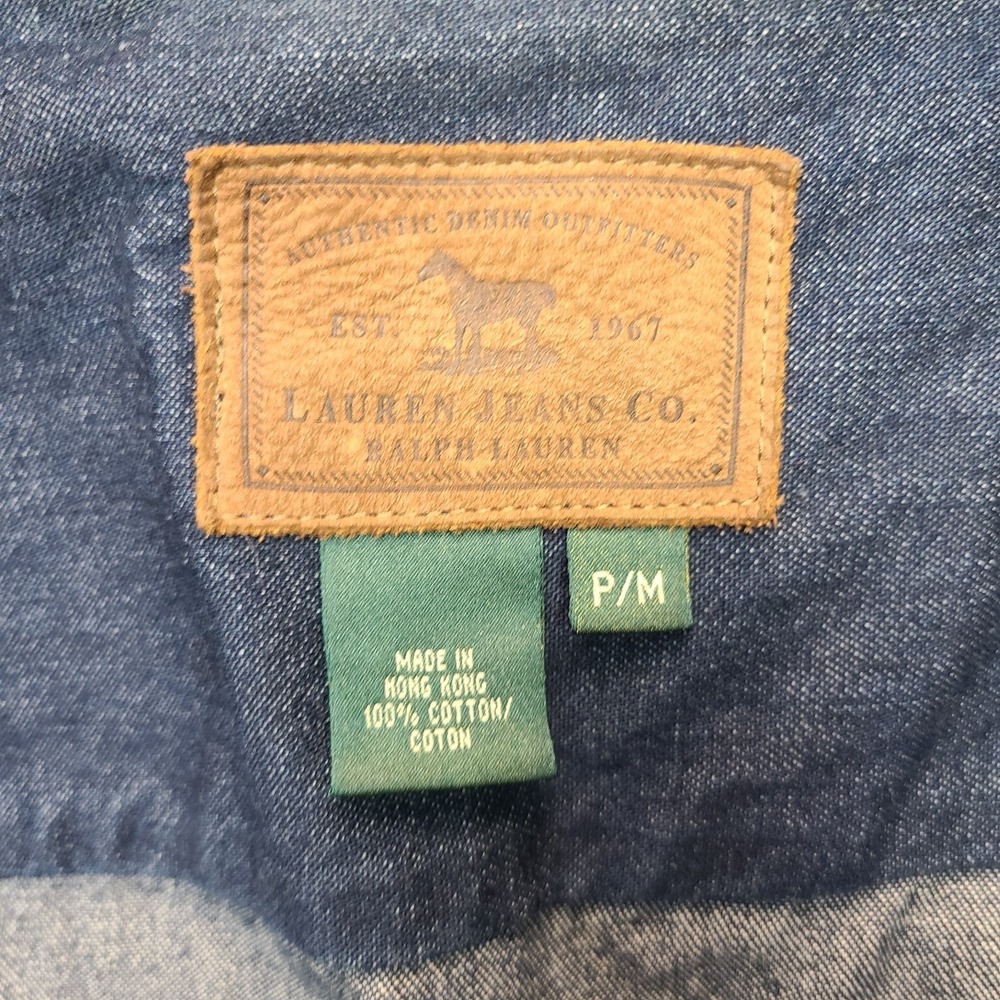 Vintage‎ Lauren Ralph Lauren Trucker Jacket Women's Petite M Blue Denim Y2K - Picture 5 of 10